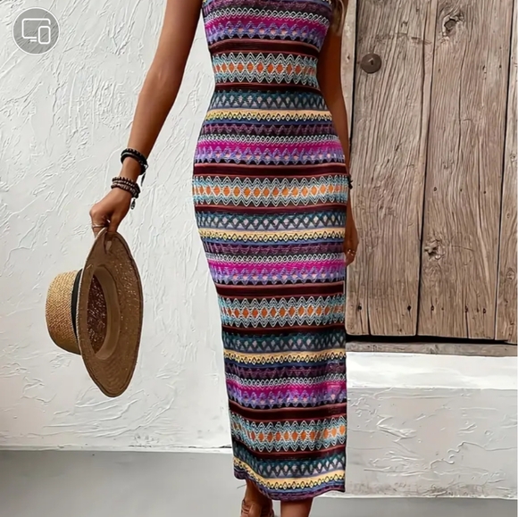 Colorful Striped Maxi Dress - Picture 2 of 3